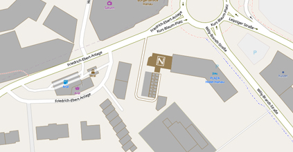 Anfahrtsskizze zum Kurt-Blaum-Platz 7 in Hanau